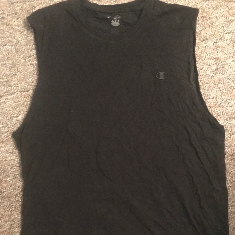 Champion no sleeve black t shirt xxl